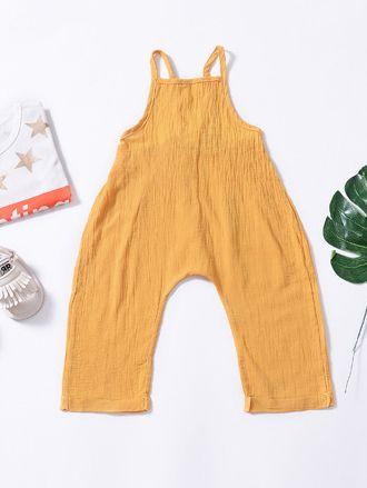 Fashion Toddler Girl Summer Yellow Suspender Backless Trousers - dianjiang-