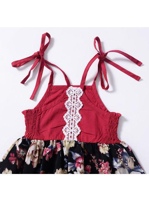 Stylish Baby Little Girl Summer Lace-up Floral Dress - dianjiang-