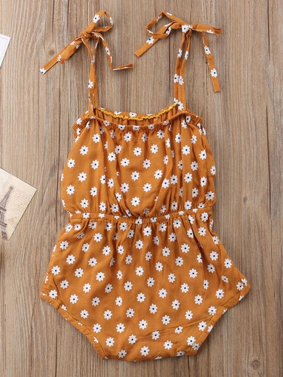 Floral Bow Lace-up Fashion Baby Romper Onesie - dianjiang-