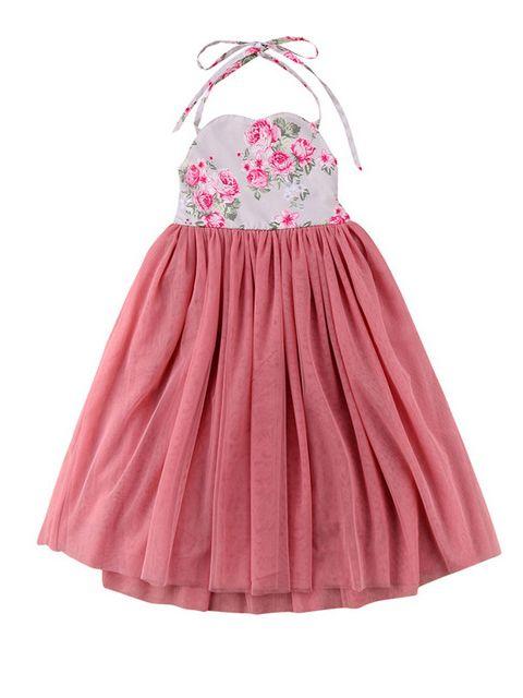 Lace Up Dress Tulle Patchwork Flower Halter Neck Party Dress - dianjiang-