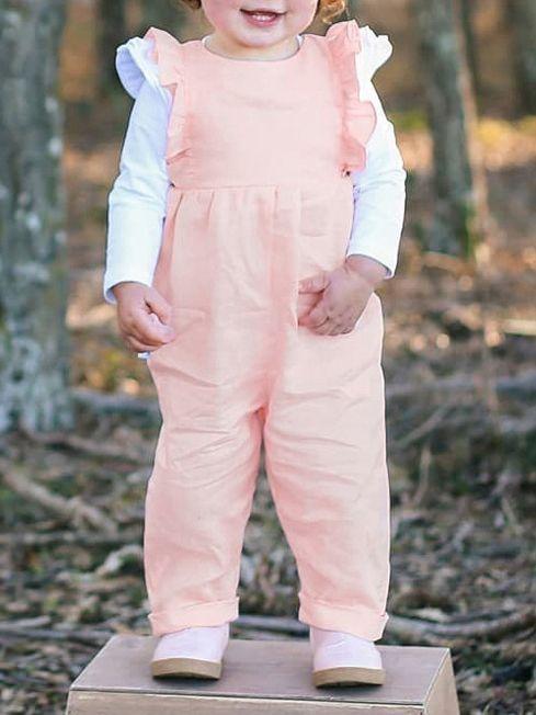 Solid Color Onesie Ruffle Baby Jumpsuit Overalls - dianjiang-