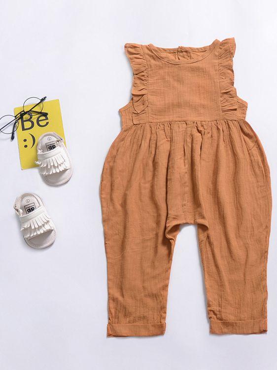 Solid Color Onesie Ruffle Baby Jumpsuit Overalls - dianjiang-