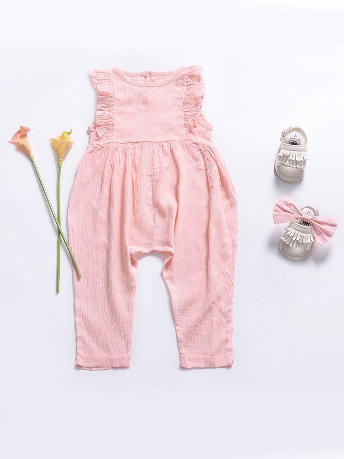 Solid Color Onesie Ruffle Baby Jumpsuit Overalls - dianjiang-