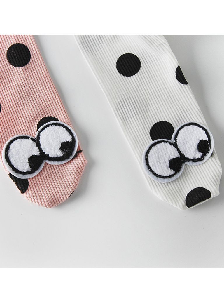 Cute Cartoon Pant Big Eyes Polka Dots Cotton Pantyhose for Baby Girls - dianjiang-