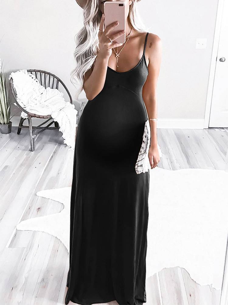 Maternity Deep V-Neck Sleeveless Tight Dress - dianjiang-