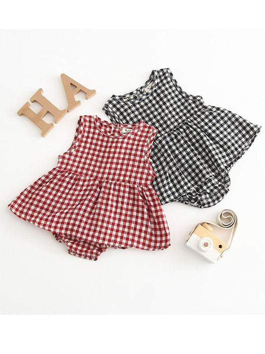 New Arrival Summer Sleeveless Plaid Baby Romper Dress - dianjiang-