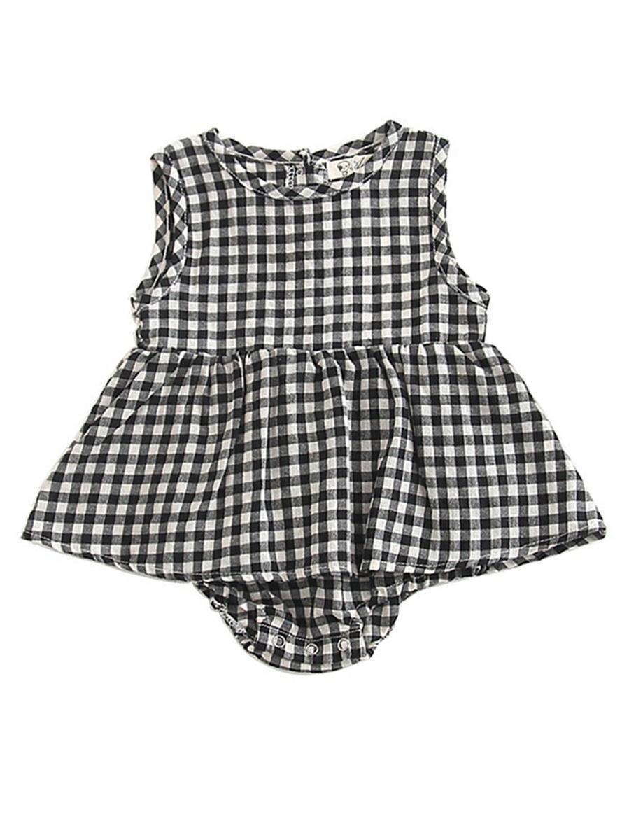 New Arrival Summer Sleeveless Plaid Baby Romper Dress - dianjiang-