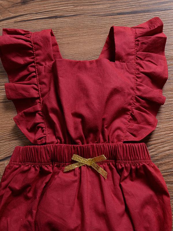 High Quality Jumpsuit Solid Color Ruffle Bodysuit Romper - dianjiang-