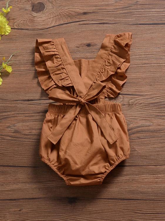 High Quality Jumpsuit Solid Color Ruffle Bodysuit Romper - dianjiang-