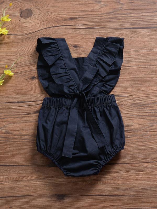 High Quality Jumpsuit Solid Color Ruffle Bodysuit Romper - dianjiang-