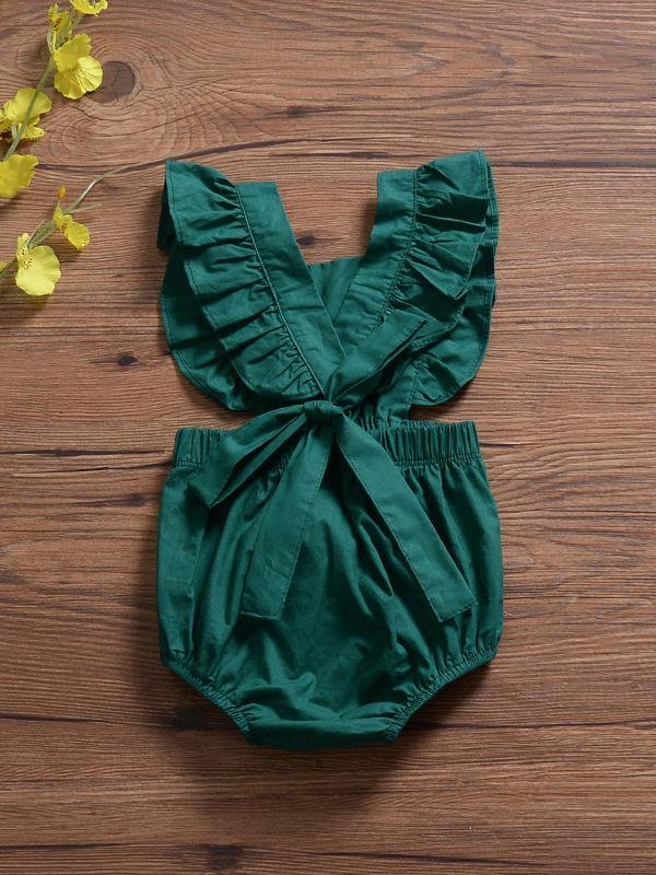 High Quality Jumpsuit Solid Color Ruffle Bodysuit Romper - dianjiang-