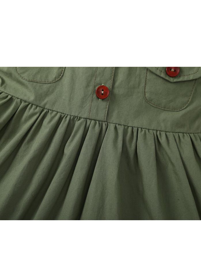 Summer Baby Little Girl  Buttoned Casual Green Dress - dianjiang-