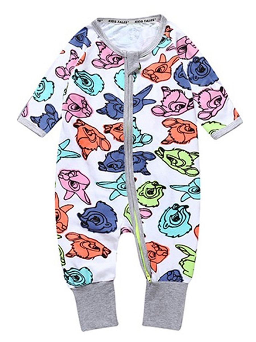 Spring Autumn Infant Boys Girl Cartoon Printed Zip Overalls - dianjiang-