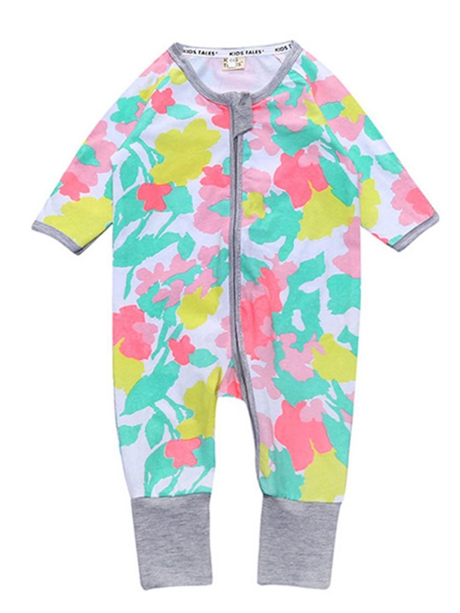 Infant Boys Girl Cartoon Printed Zip Romper Overalls - dianjiang-