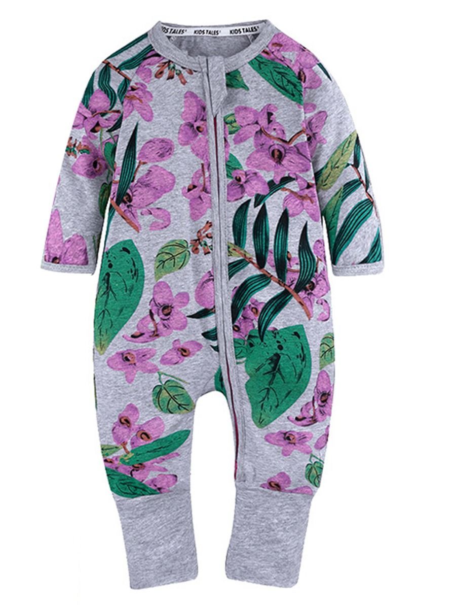 Spring Stylish Baby Boys Girl Printed Zip Sleepsuit Wholesale Overall - dianjiang-