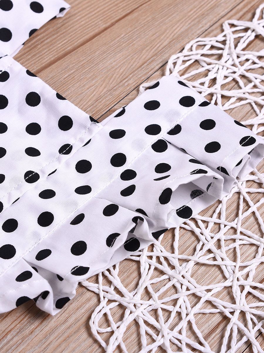 Polka Dots Flower Frilled Bodysuit Baby Girl Summer Romper - dianjiang-