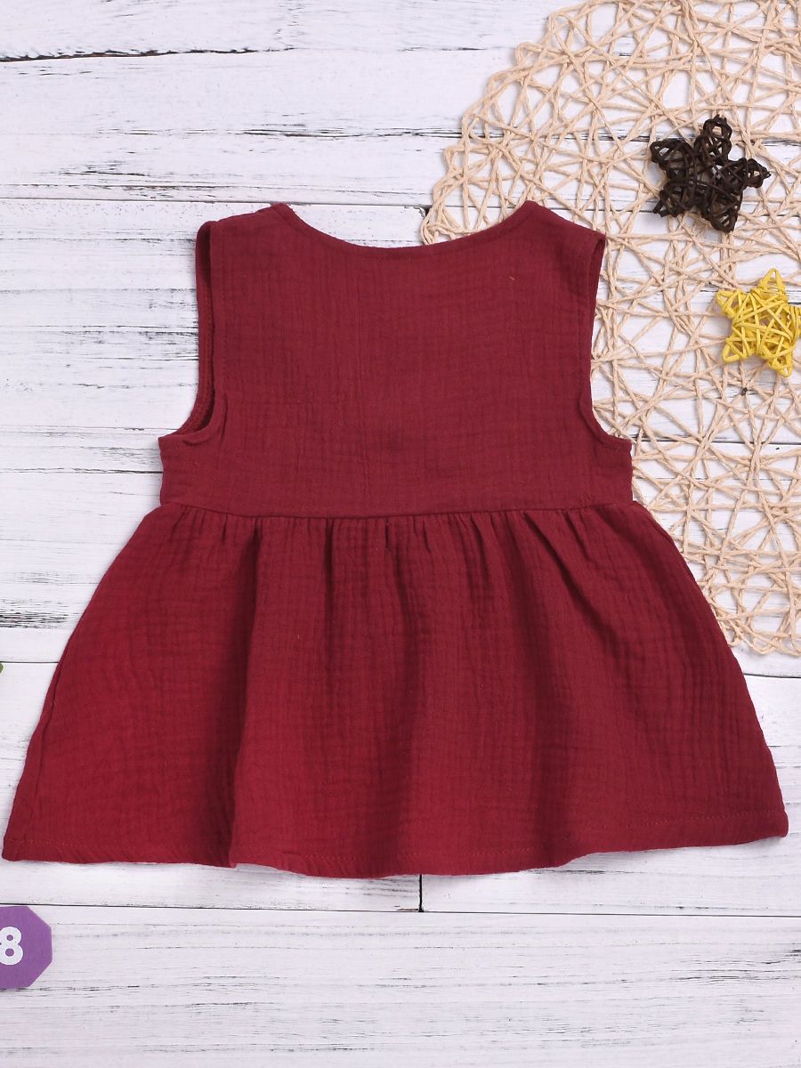 Solid Color Casual Dress Baby Girl Sleeveless Clothes Summer - dianjiang-