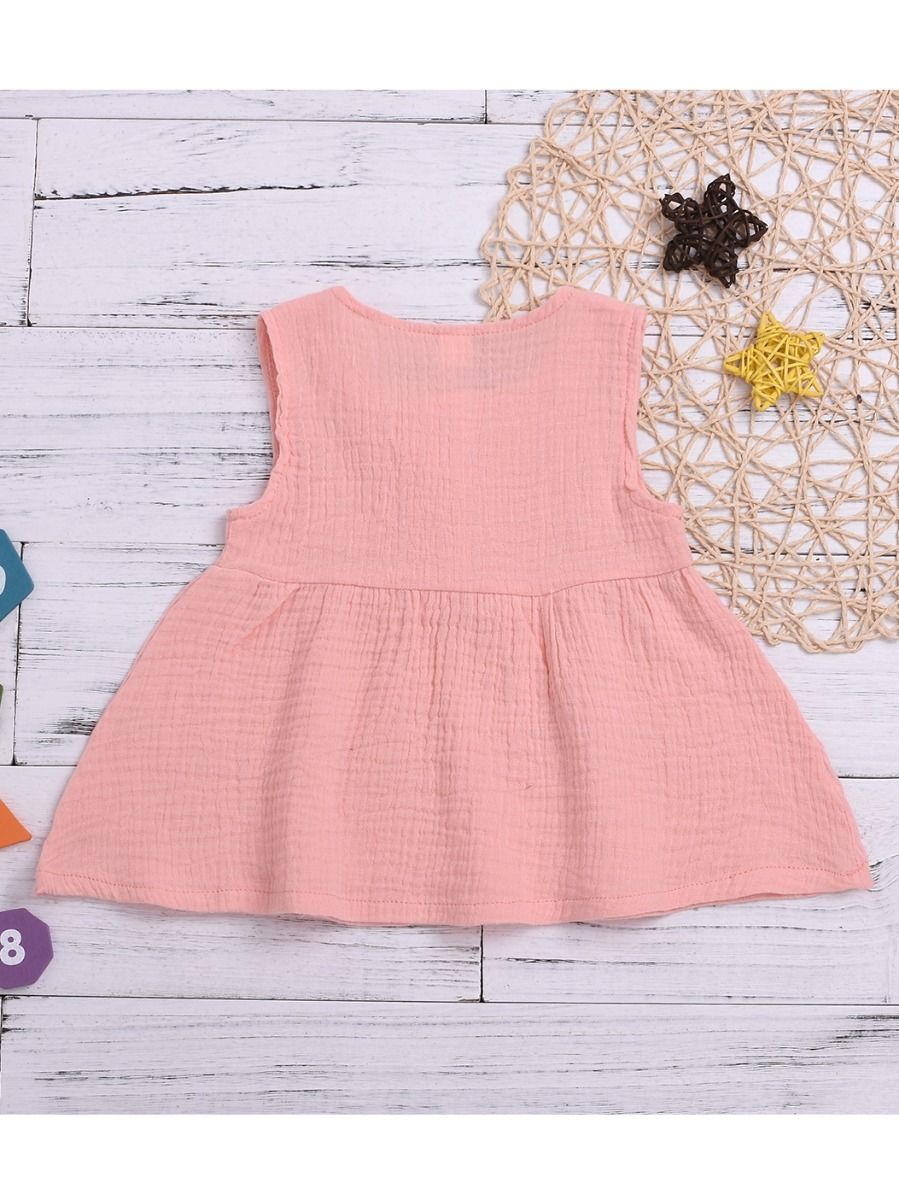 Solid Color Casual Dress Baby Girl Sleeveless Clothes Summer - dianjiang-