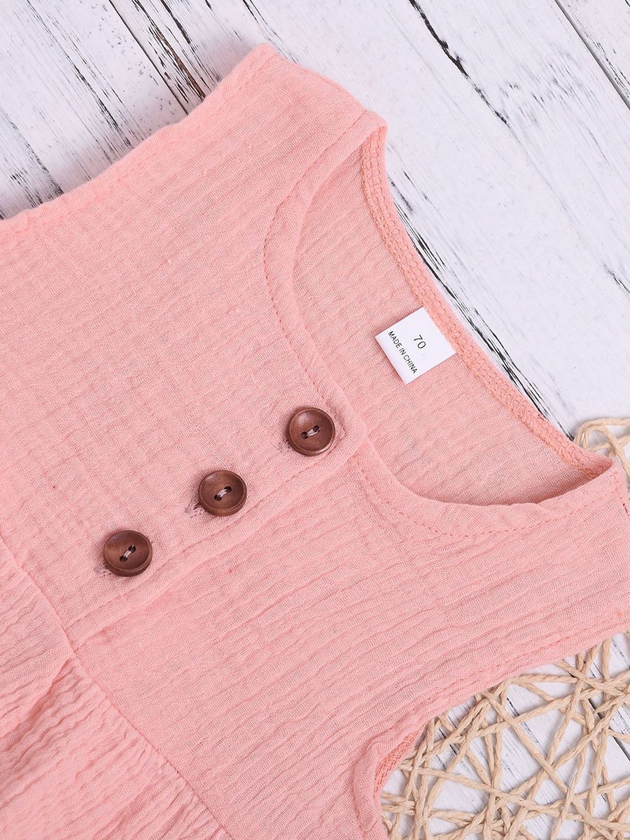 Solid Color Casual Dress Baby Girl Sleeveless Clothes Summer - dianjiang-