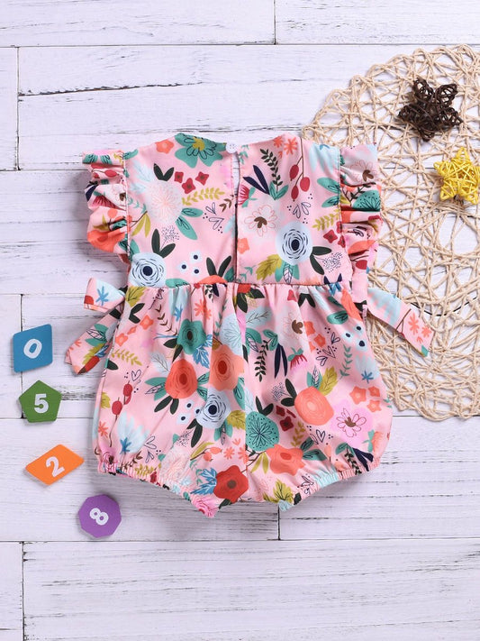 Flower Frilled Romper Baby Girl Summer Bodysuit - dianjiang-