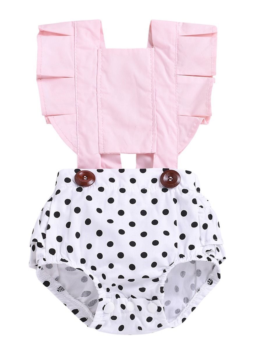 Infant Girl Frilled Polka Dots Bodysuit Onesie Summer - dianjiang-