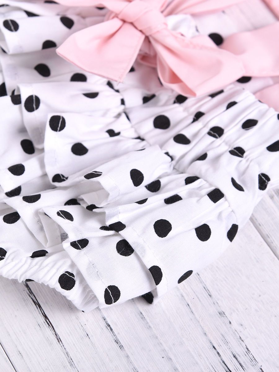 Infant Girl Frilled Polka Dots Bodysuit Onesie Summer - dianjiang-