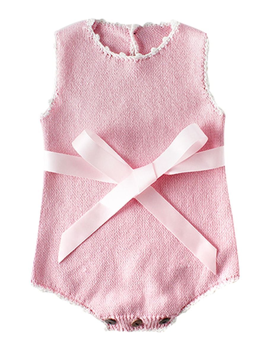 Spanish Style Knit Wear Bow Sleeveless Bodysuit - dianjiang-