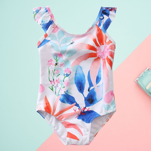 Toddler Girl One Piece Flower Bathing Suit - dianjiang-