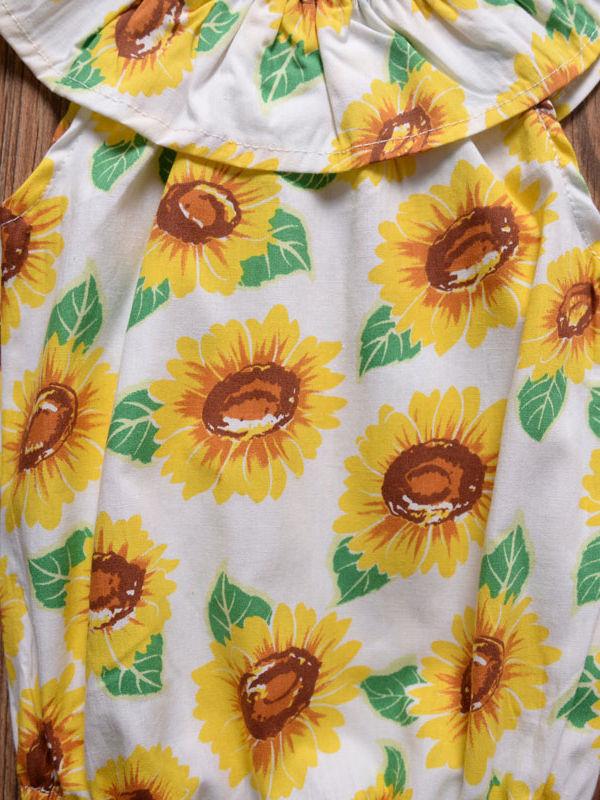 Sunflower Romper Print Off Shoulder Summer Baby Girl Sunsuit Clothes - dianjiang-