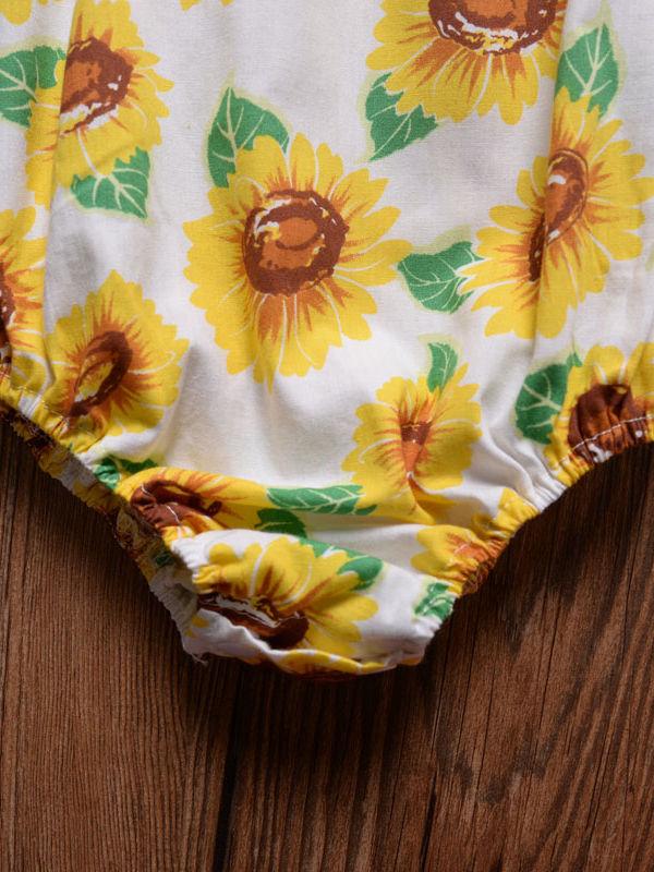 Sunflower Romper Print Off Shoulder Summer Baby Girl Sunsuit Clothes - dianjiang-