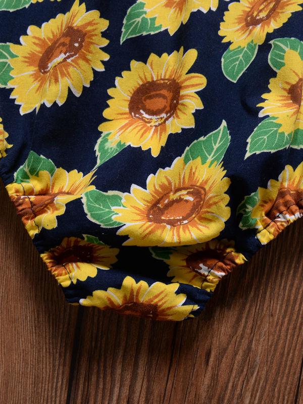 Sunflower Romper Print Off Shoulder Summer Baby Girl Sunsuit Clothes - dianjiang-