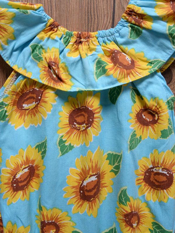 Sunflower Romper Print Off Shoulder Summer Baby Girl Sunsuit Clothes - dianjiang-