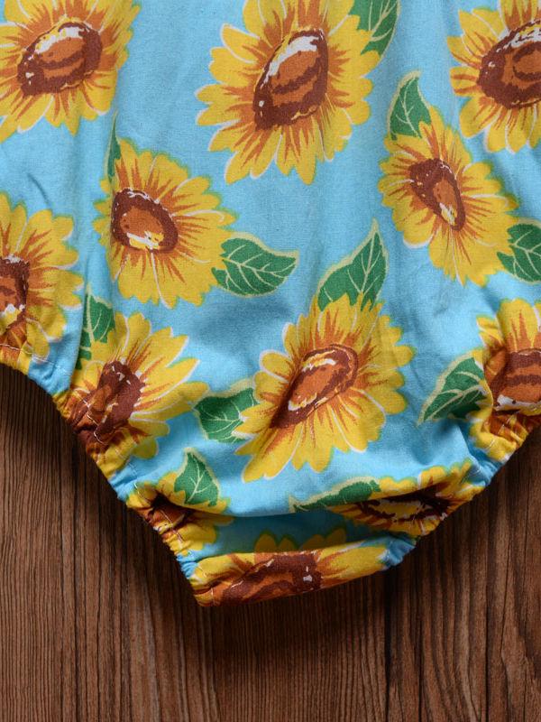 Sunflower Romper Print Off Shoulder Summer Baby Girl Sunsuit Clothes - dianjiang-