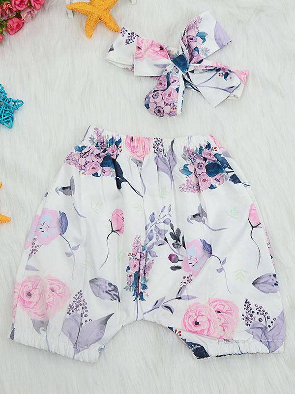 3-Piece Flower Baby Outfits Off Shoulder Top + Shorts + Headband Summer - dianjiang-