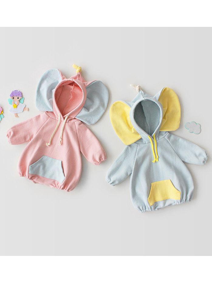 Adorable Elephant Pattern Hoodie Baby Onesie - dianjiang-