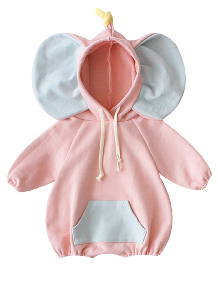 Adorable Elephant Pattern Hoodie Baby Onesie - dianjiang-