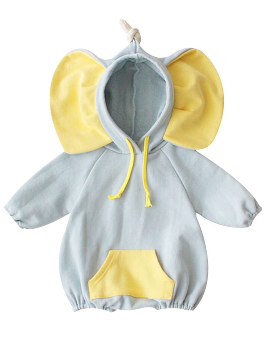 Adorable Elephant Pattern Hoodie Baby Onesie - dianjiang-