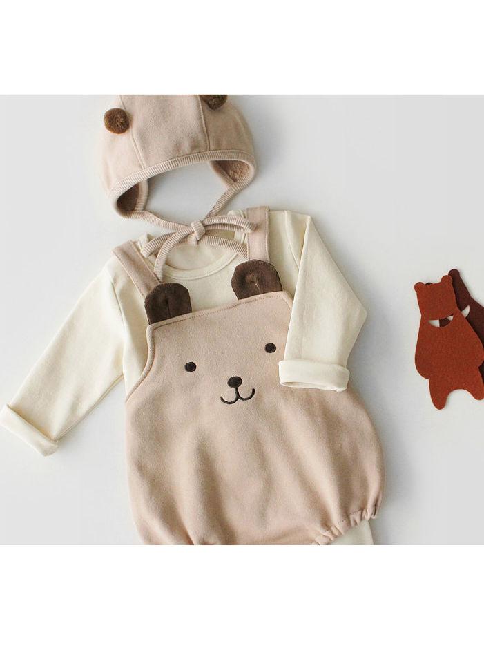 2-Piece Set Cartoon Bear Baby Romper and Pom Hat - dianjiang-