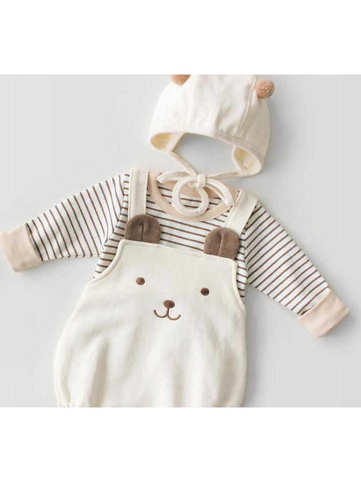 2-Piece Set Cartoon Bear Baby Romper and Pom Hat - dianjiang-