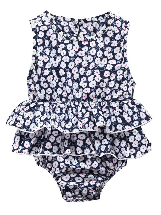 Sleeveless Frilled Floral Baby Collection Bodysuit Commercial Summer - dianjiang-