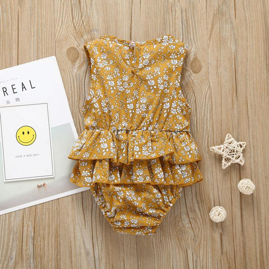 Sleeveless Frilled Floral Baby Collection Bodysuit Commercial Summer - dianjiang-