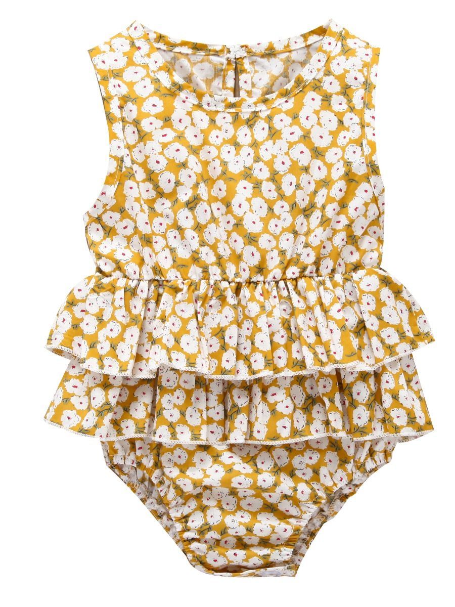 Sleeveless Frilled Floral Baby Collection Bodysuit Commercial Summer - dianjiang-