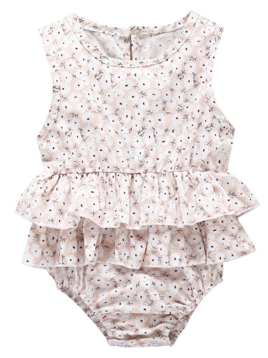 Sleeveless Frilled Floral Baby Collection Bodysuit Commercial Summer - dianjiang-