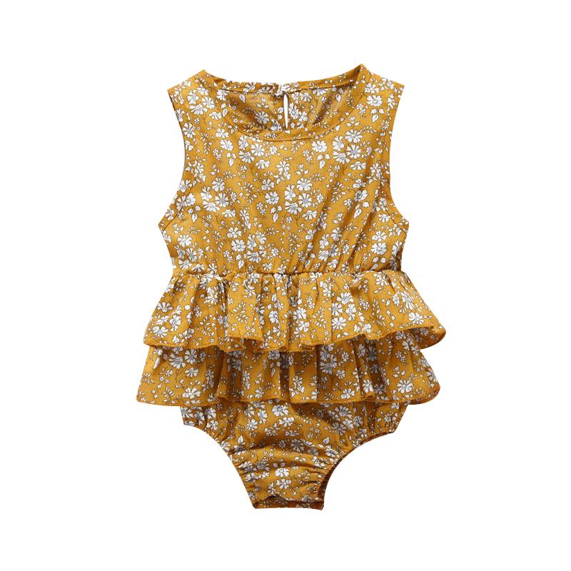 Sleeveless Frilled Floral Baby Collection Bodysuit Commercial Summer - dianjiang-