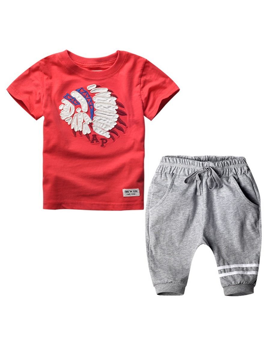 Toddler Boy 2-Piece Clothes Outfits T-shirt+Pull-on Pants - dianjiang-