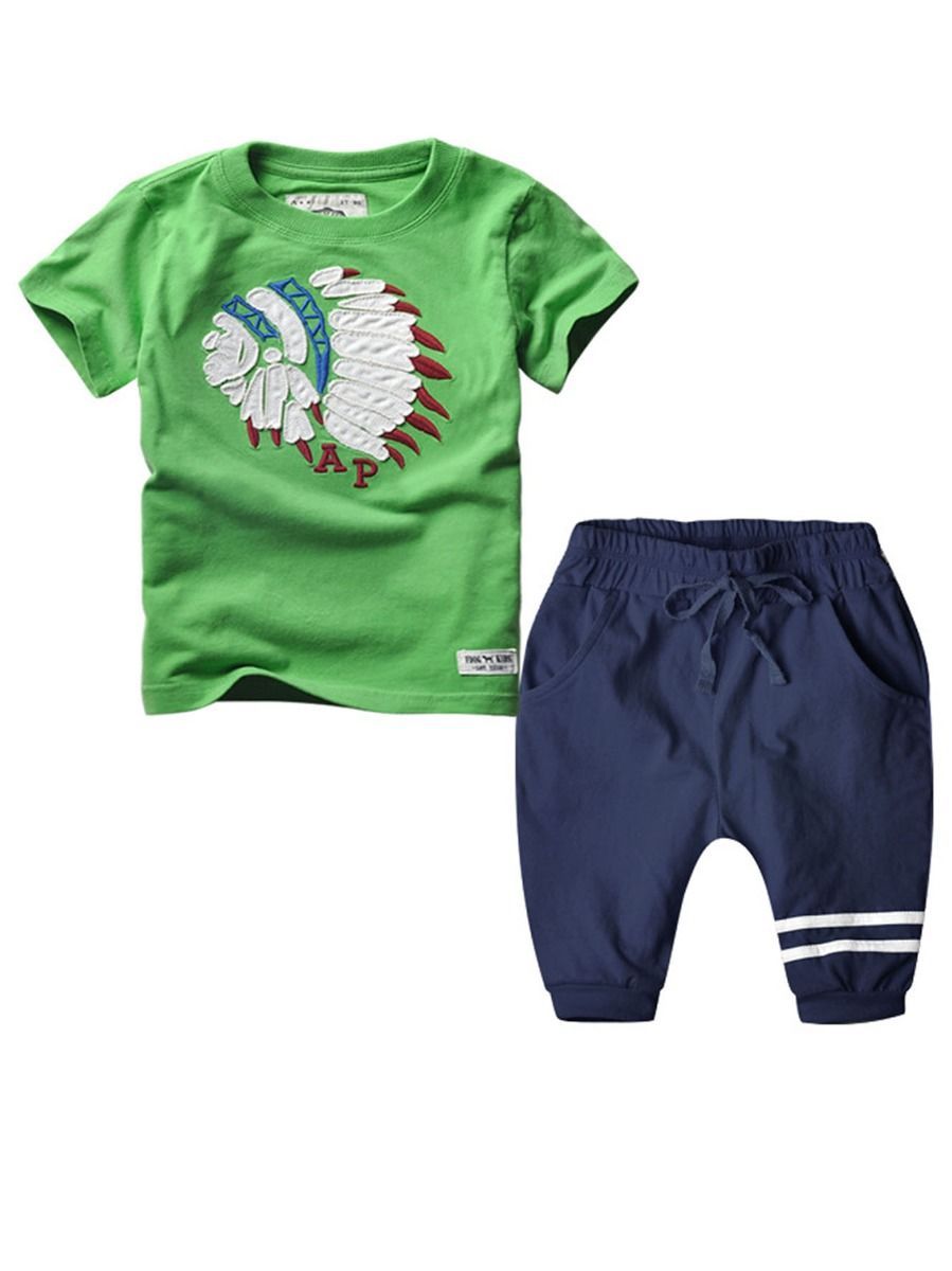 Toddler Boy 2-Piece Clothes Outfits T-shirt+Pull-on Pants - dianjiang-