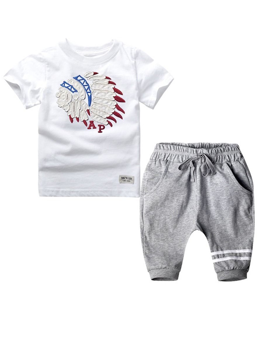 Toddler Boy 2-Piece Clothes Outfits T-shirt+Pull-on Pants - dianjiang-