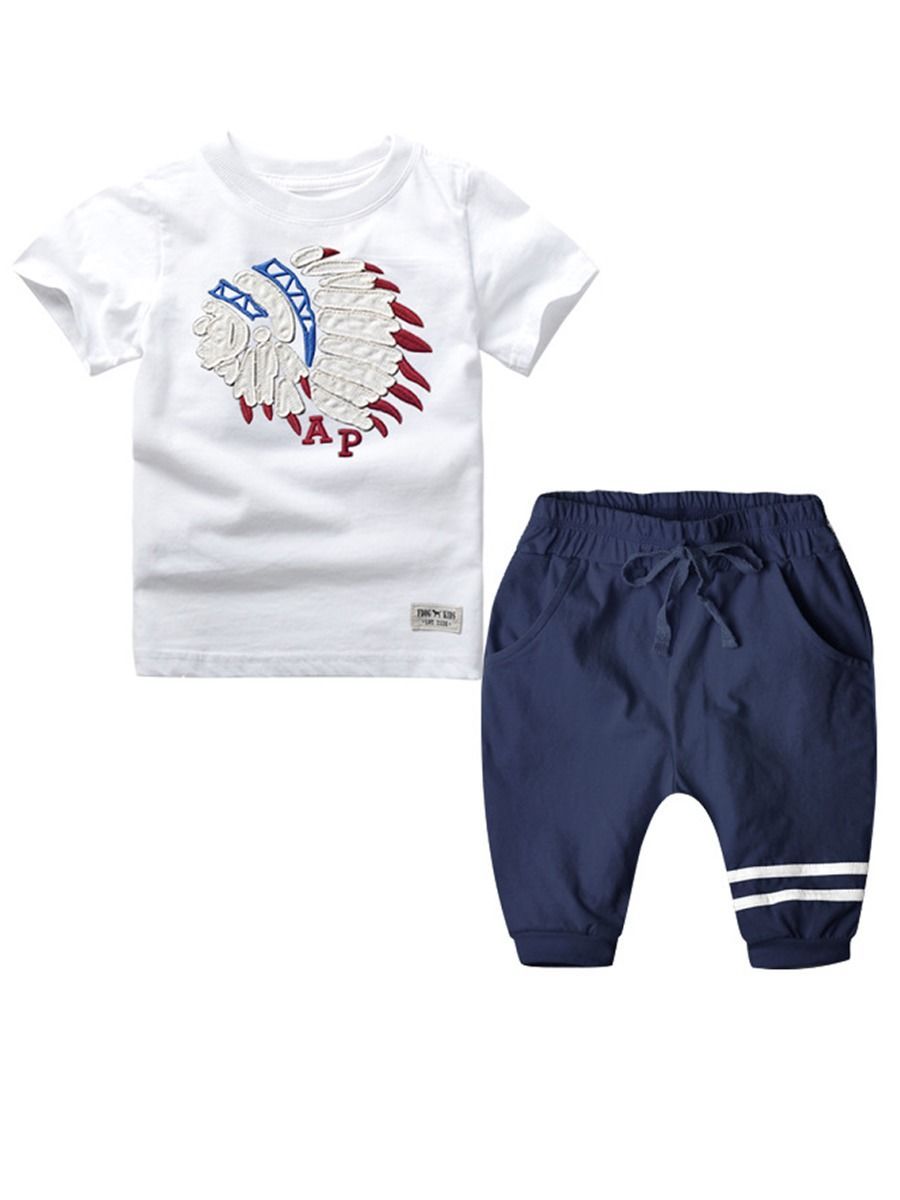 Toddler Boy 2-Piece Clothes Outfits T-shirt+Pull-on Pants - dianjiang-