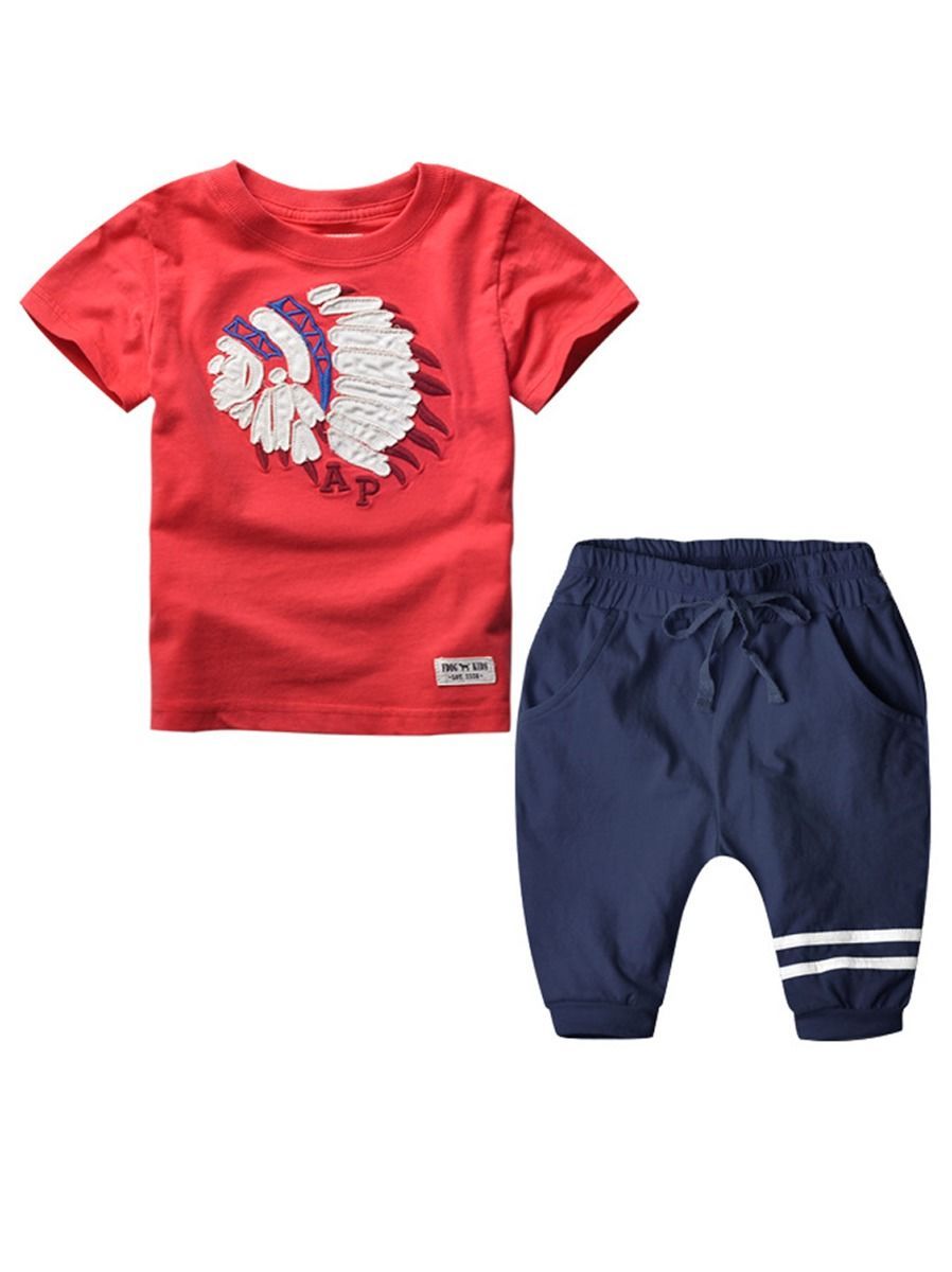 Toddler Boy 2-Piece Clothes Outfits T-shirt+Pull-on Pants - dianjiang-