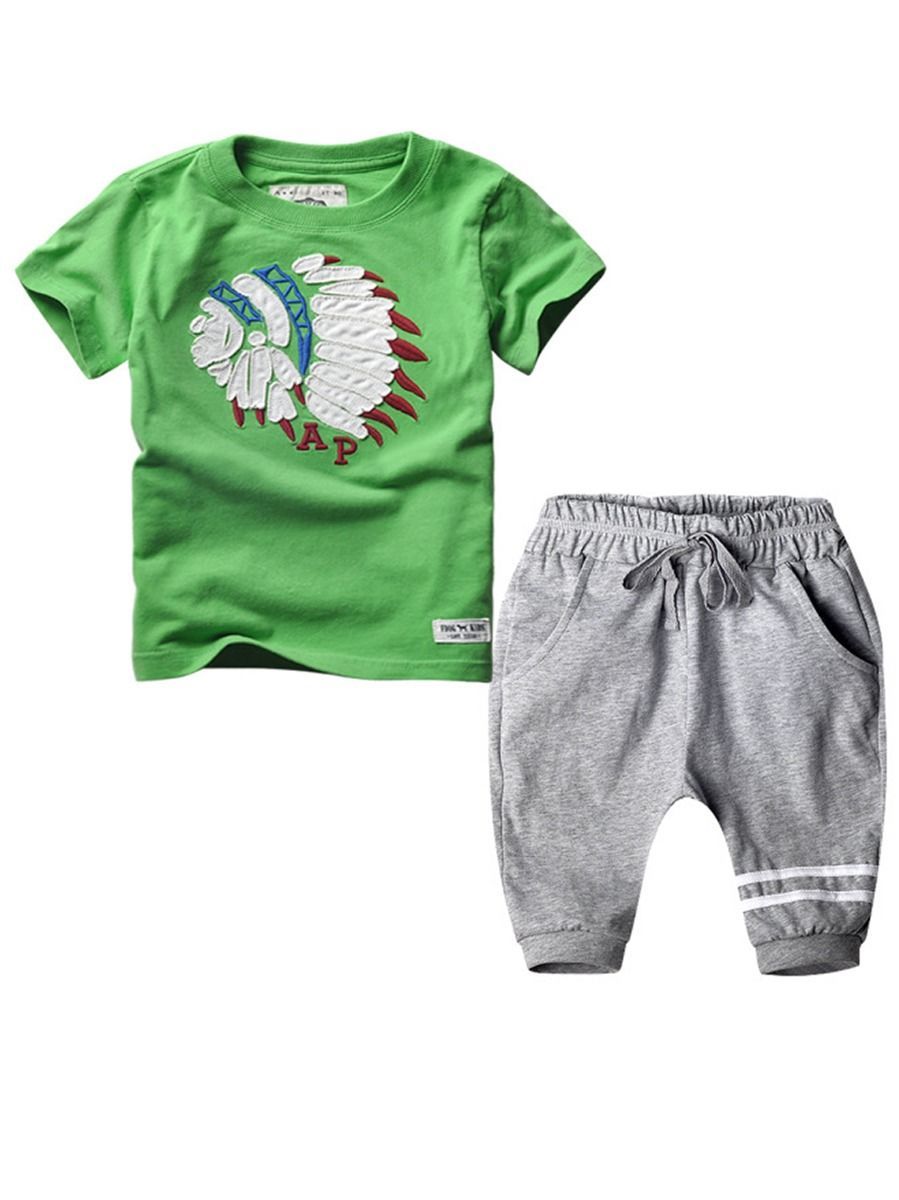 Toddler Boy 2-Piece Clothes Outfits T-shirt+Pull-on Pants - dianjiang-